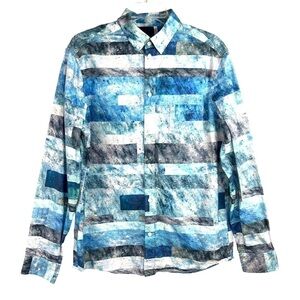 EUC-H&M Water Color Galaxy Pattern, Regular Fit, Cotton, Long Sleeves Shirt MD